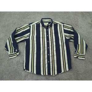 Vintage Eddie Bauer Button Up Shirt Men Medium Striped Long Sleeve Classic Heavy